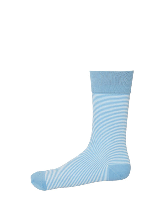 Horizontal Fine Stripe Socks Sky/White