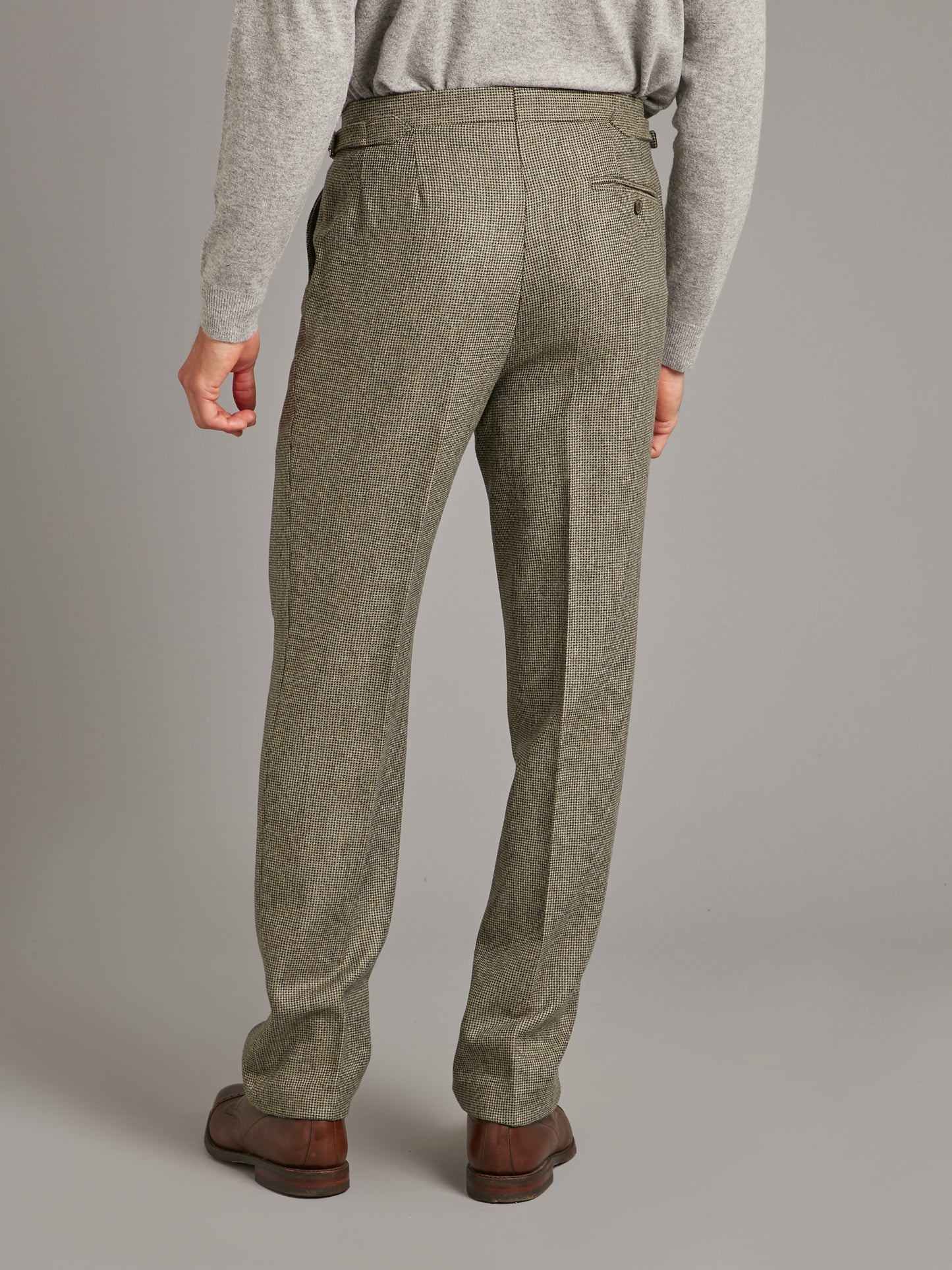 Pleated Trousers - Sage Nailhead Tweed