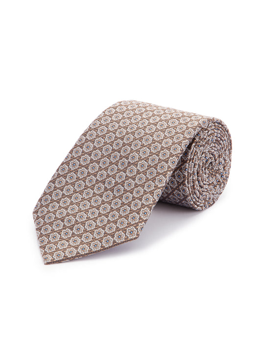 Floral Pattern Tie - Brown