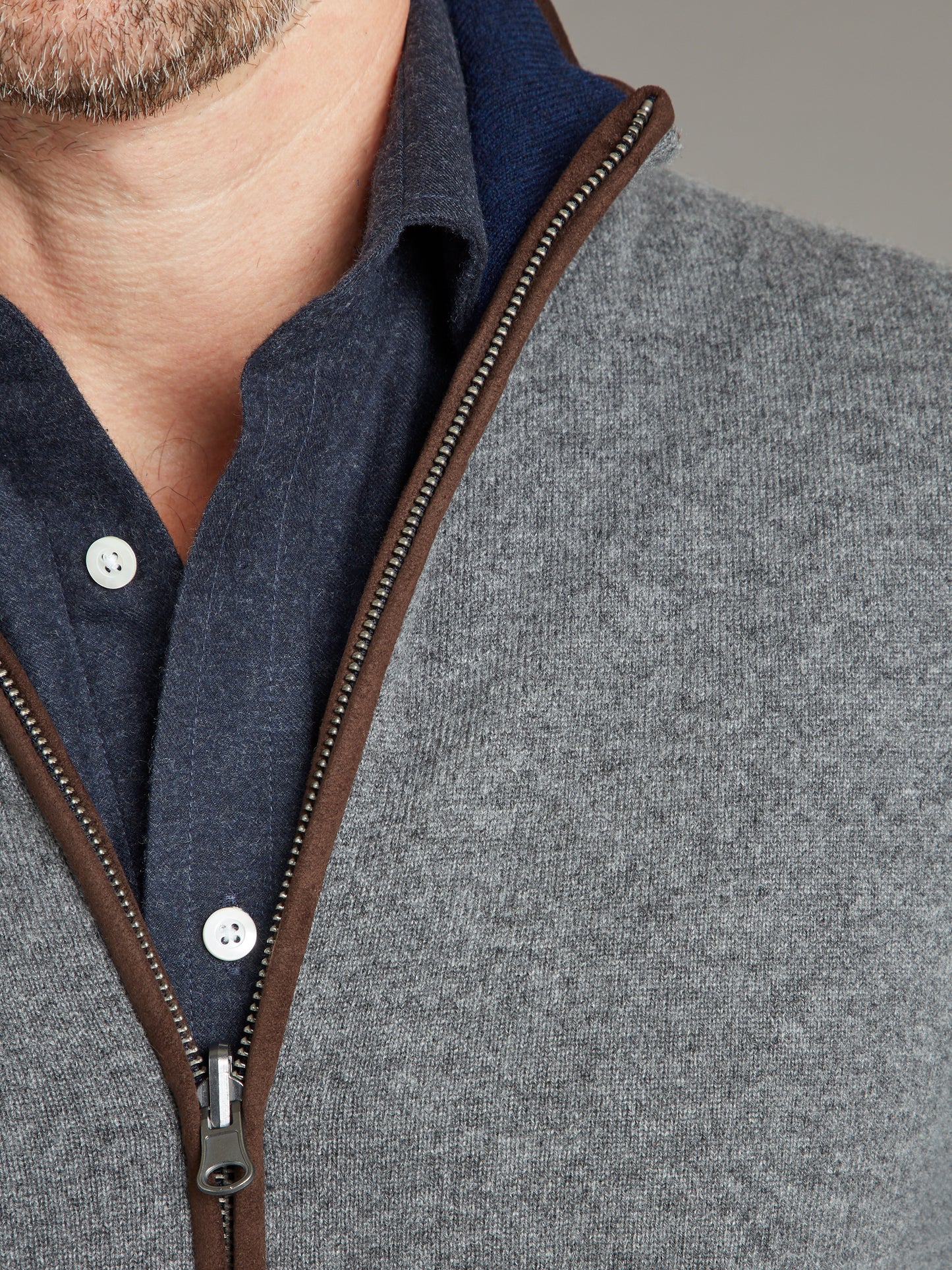 Reversible Cashmere Gilet - Navy & Gunmetal