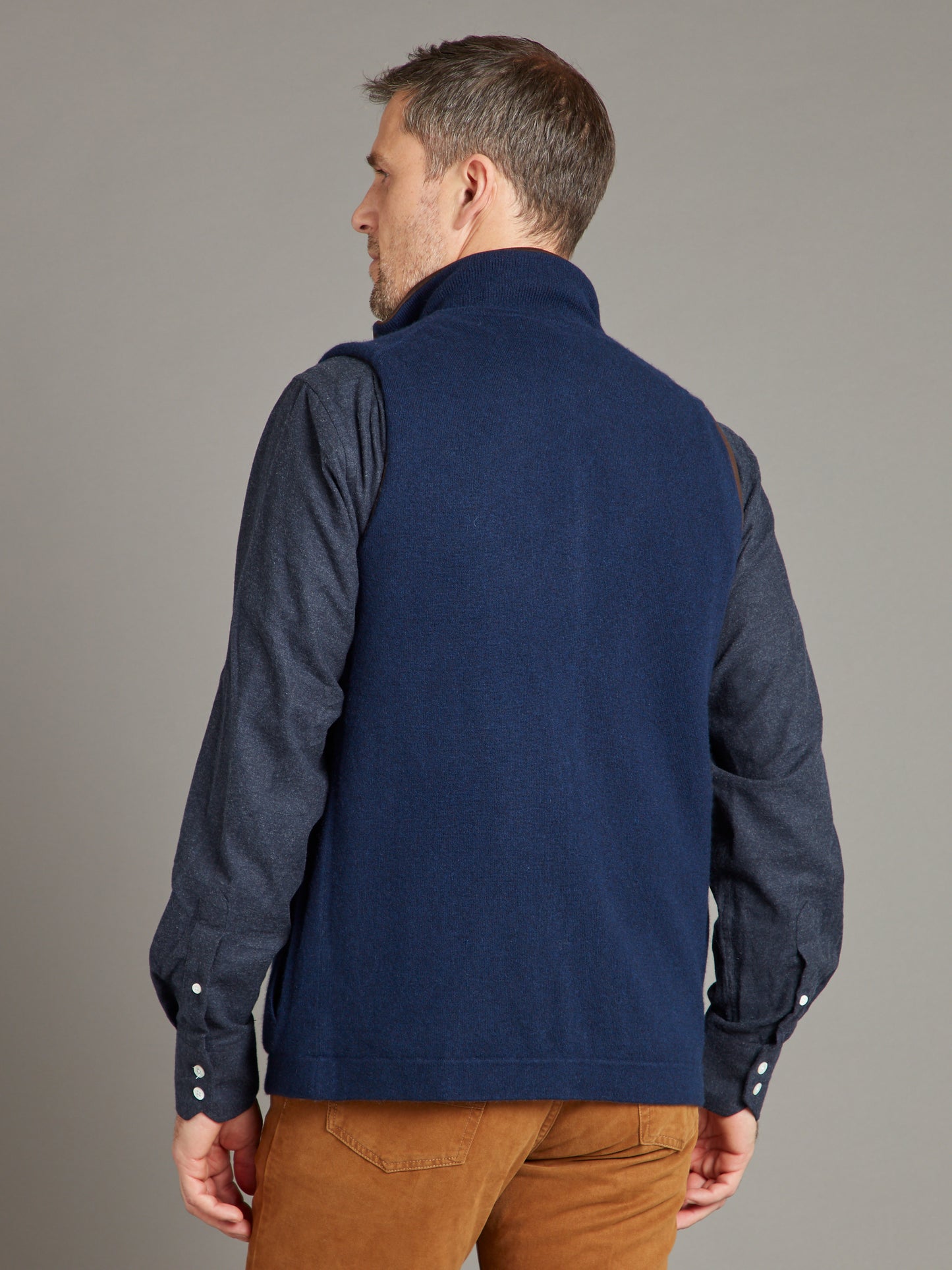 Reversible Cashmere Gilet - Navy & Gunmetal