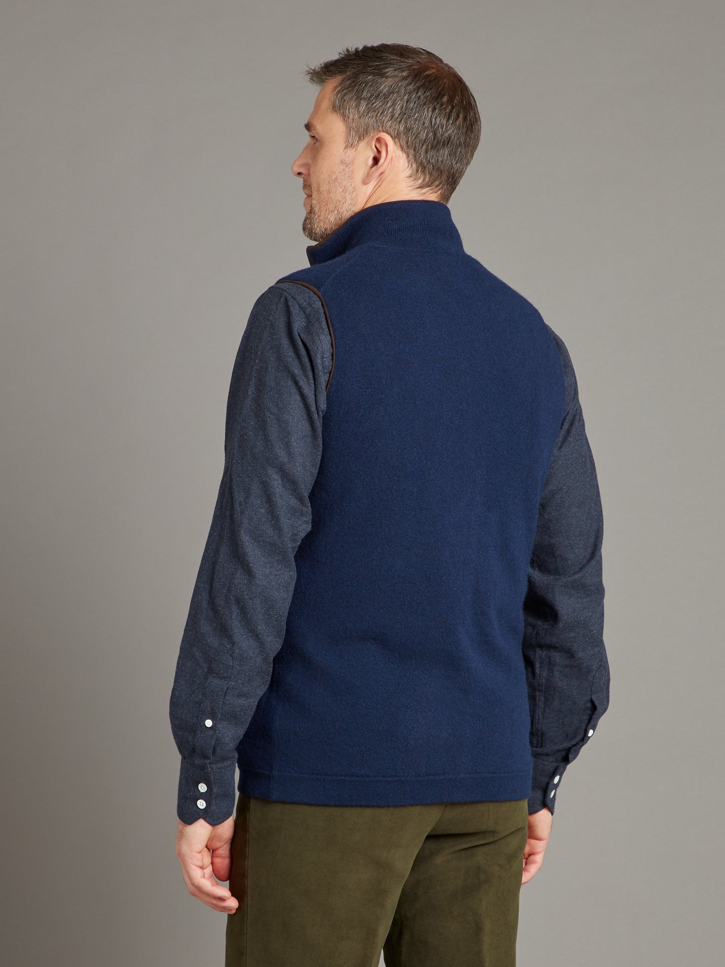 Reversible Cashmere Gilet - Navy & Moss