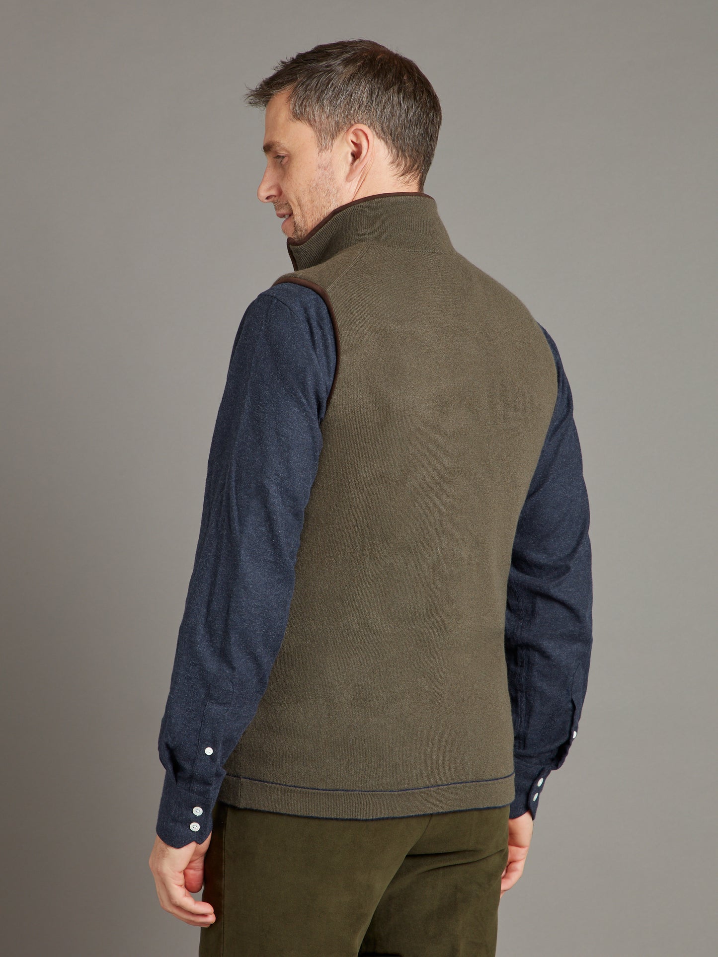 Reversible Cashmere Gilet - Navy & Moss