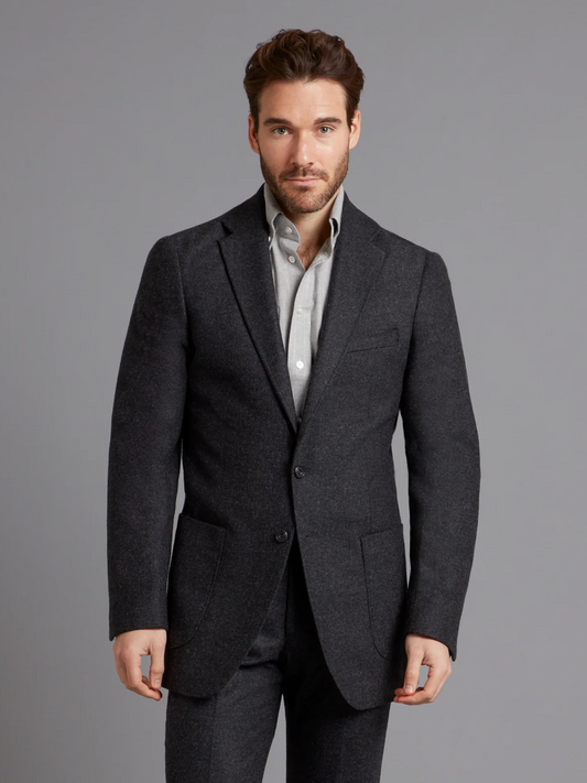 Unstructured Jacket - Charcoal Wool