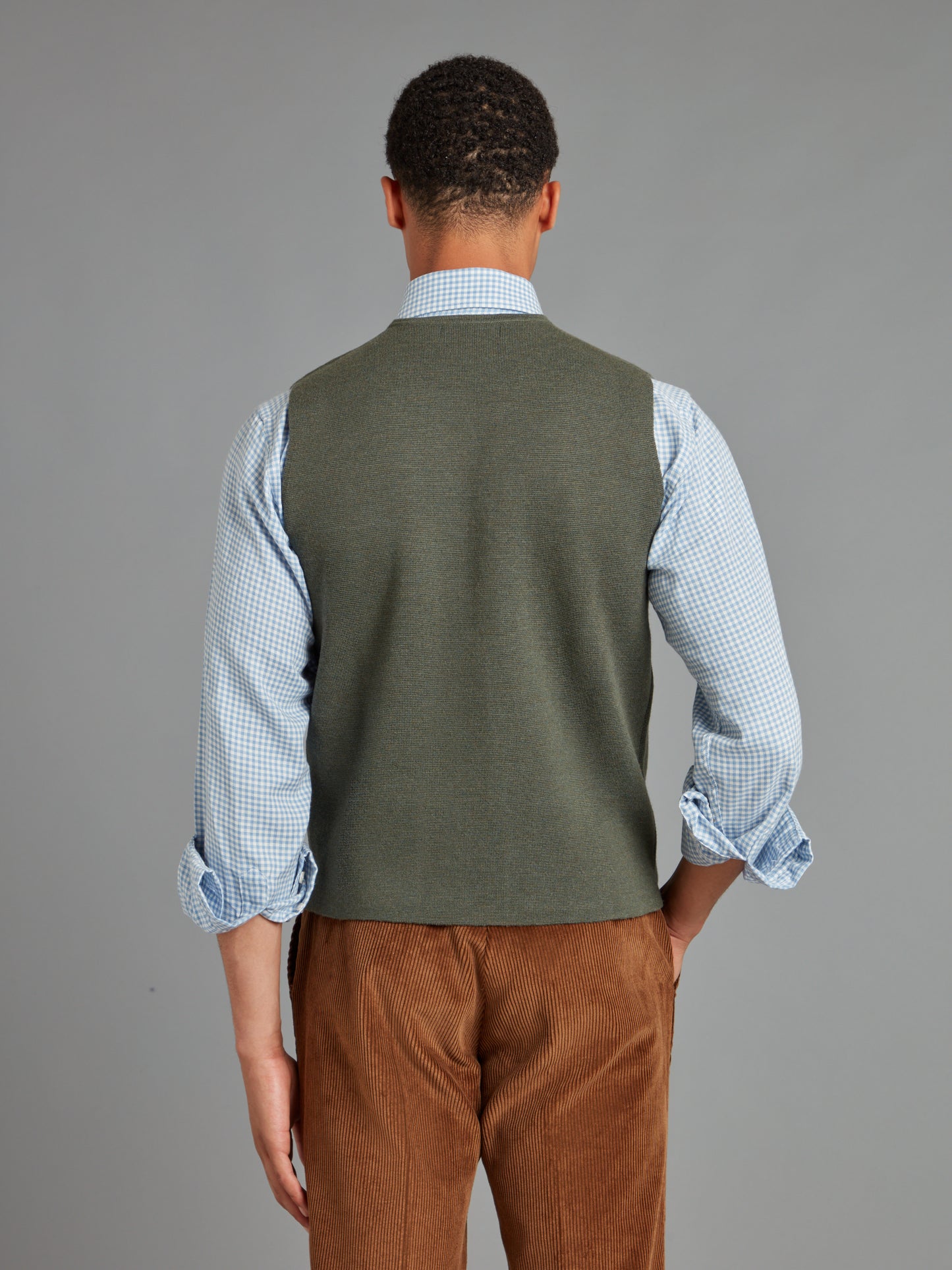 Fine Merino Wool Waistcoat - Seaweed