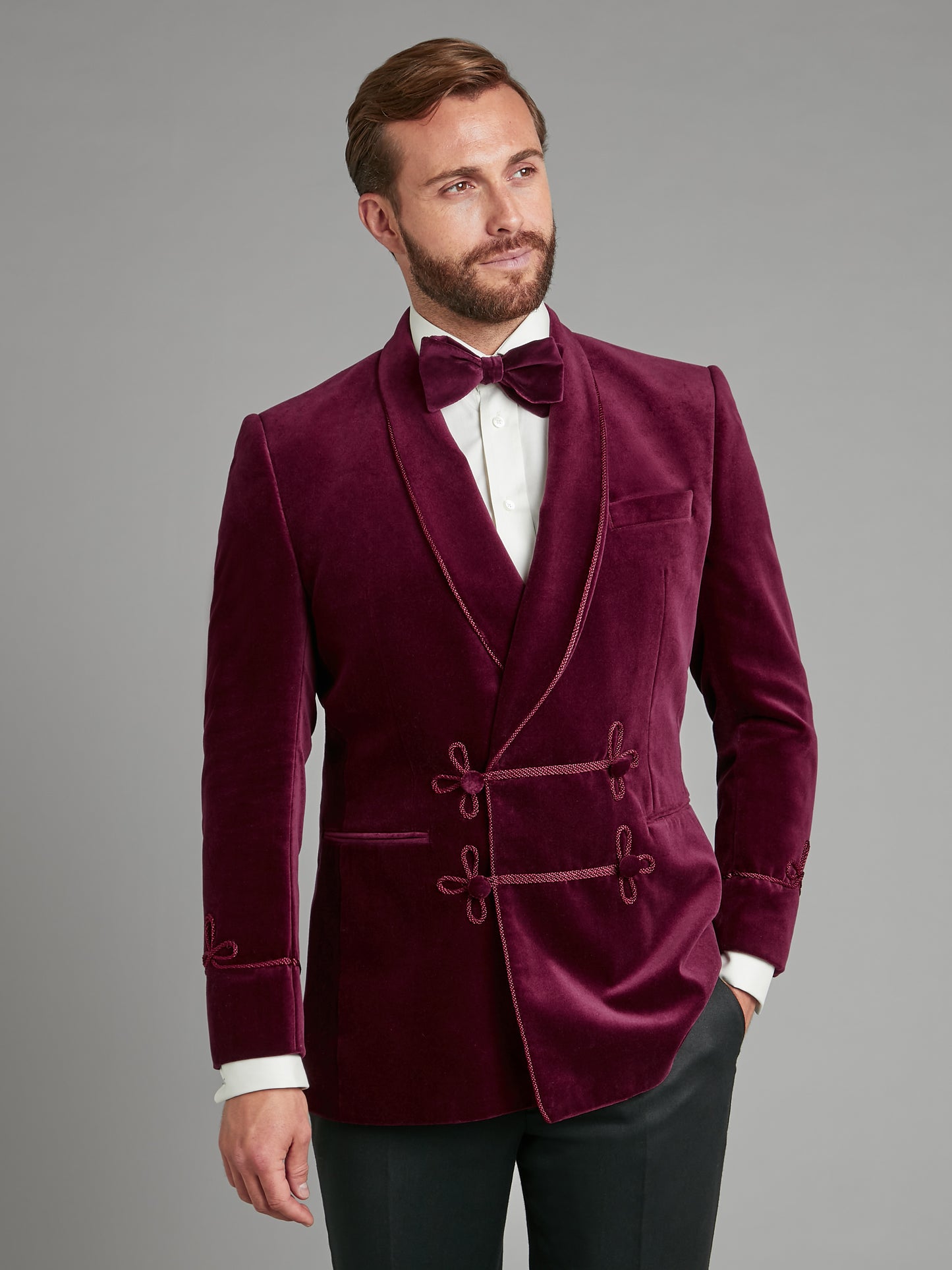 Caversham Smoking Jacket - Burgundy Velvet