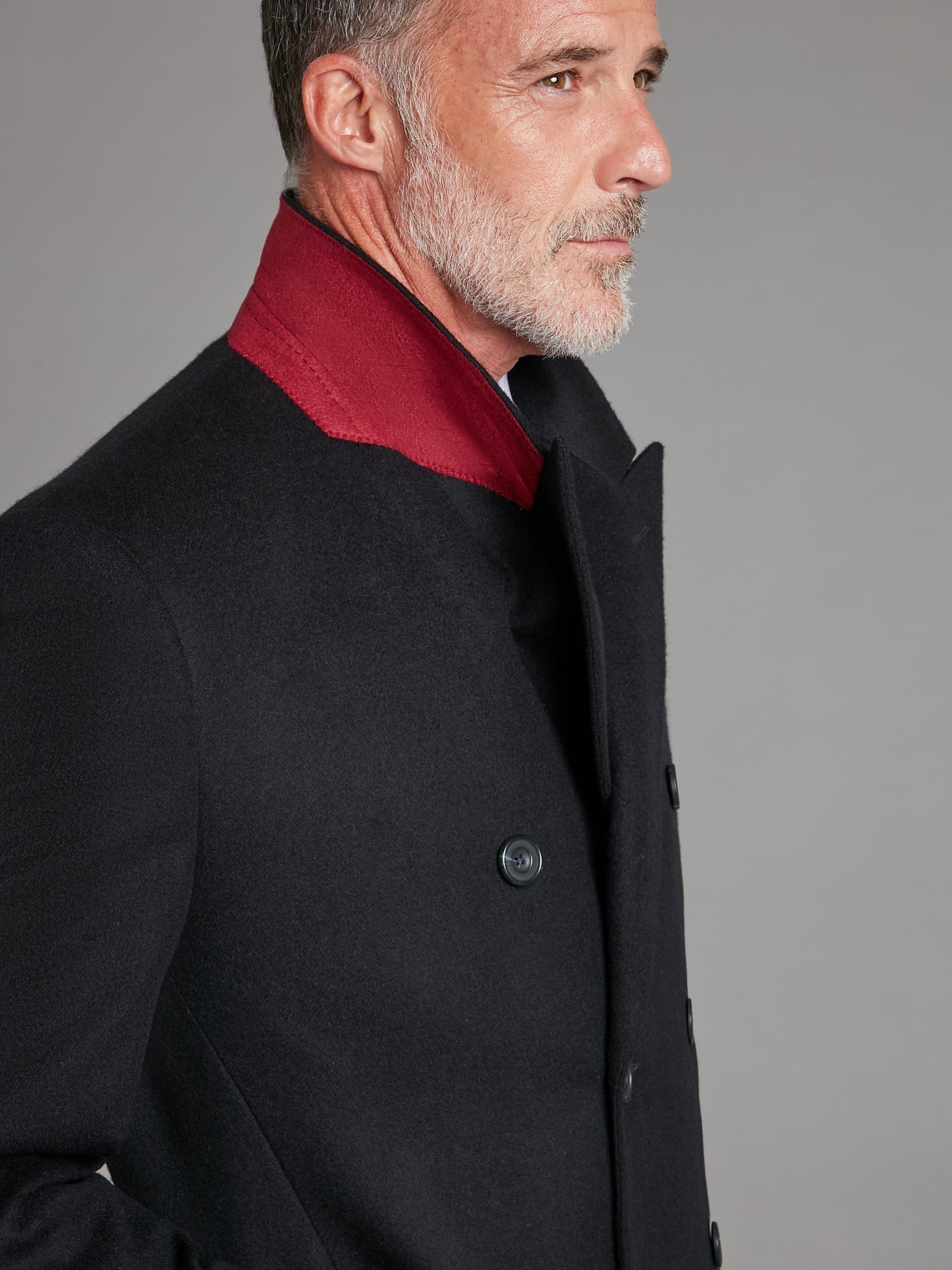 Double Breasted Overcoat Navy Cashmere Blend