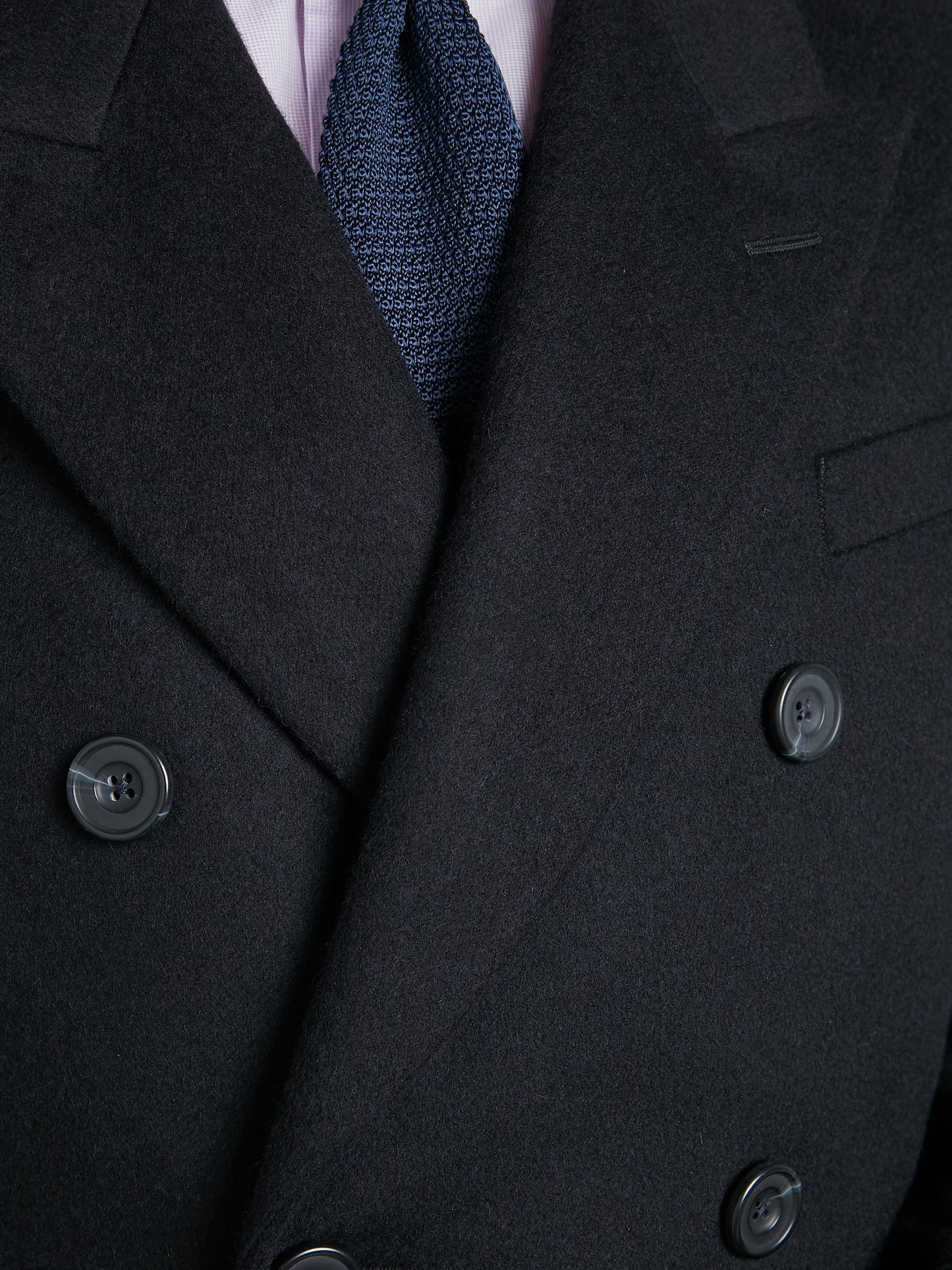 Double Breasted Overcoat Navy Cashmere Blend