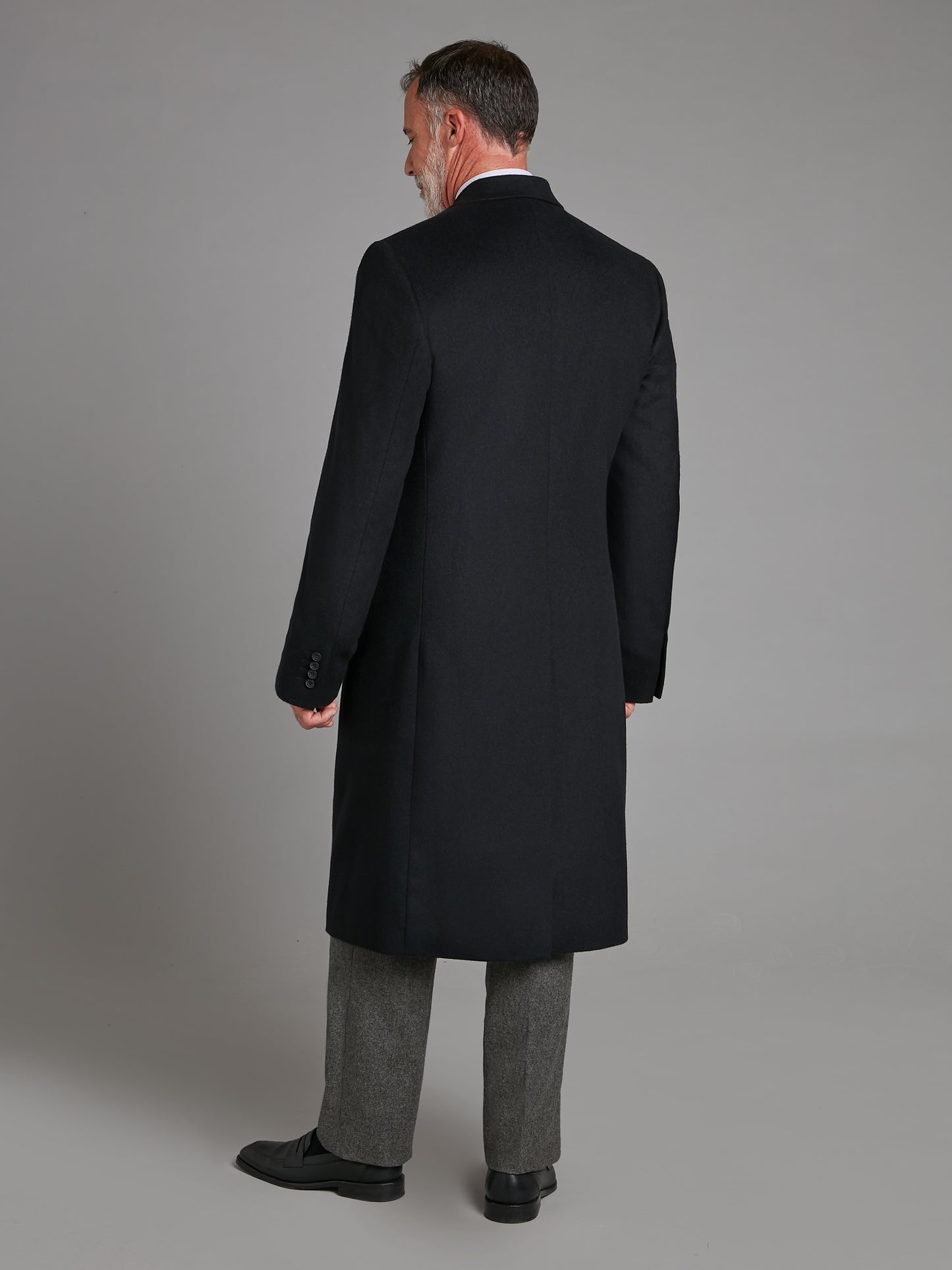 Double Breasted Overcoat Navy Cashmere Blend