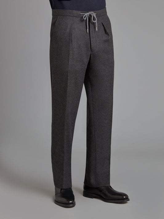 Drawcord Trousers - Dark Grey Drago Flannel