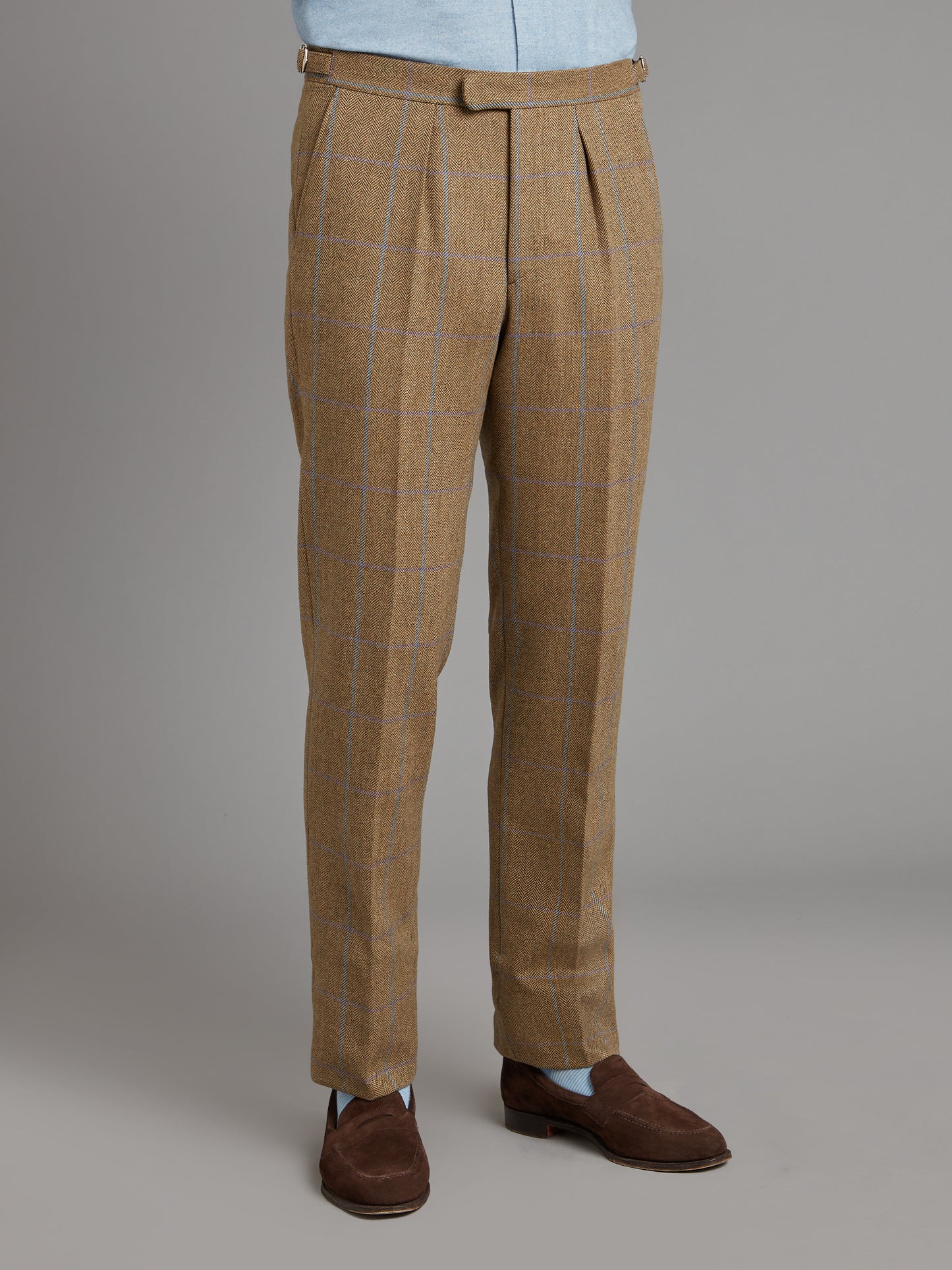 Pleated Trousers - Lavender/Brown Tweed