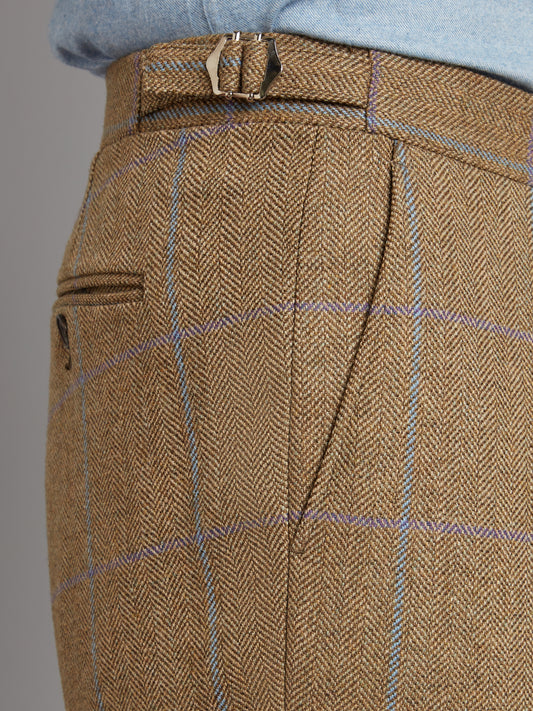 Pleated Trousers - Lavender/Brown Tweed