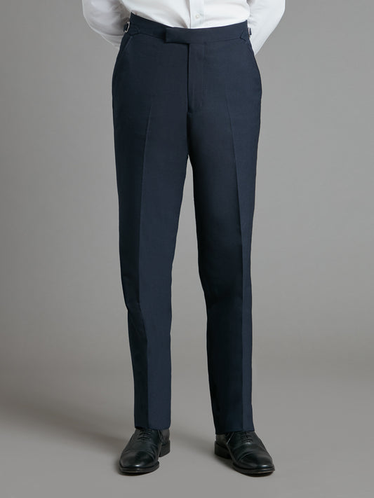 Flat Front Mayfair Suit Trousers - Plain Navy