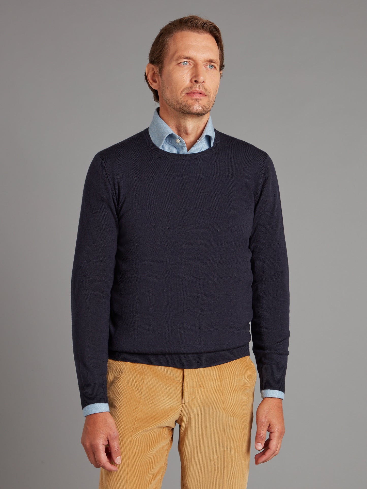 Merino Crew Neck Jumper - Dark Navy