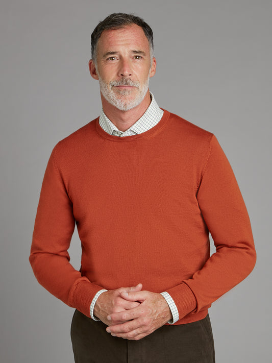 Merino Crew Neck Jumper - Rust