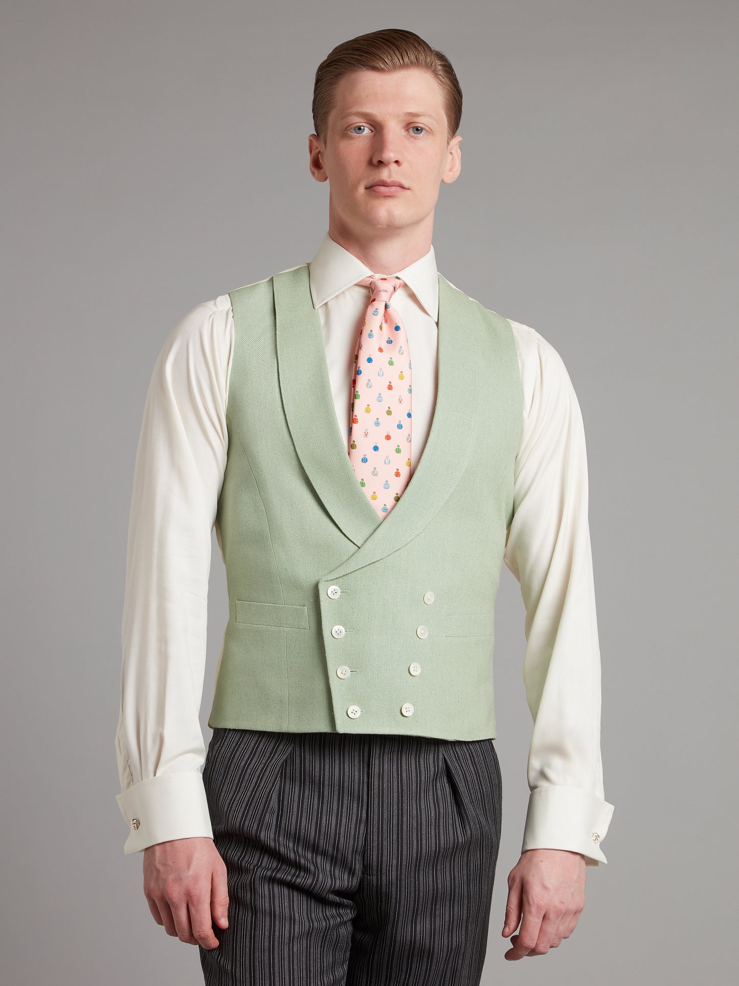 Pure Silk Double Breasted Waistcoat - Green