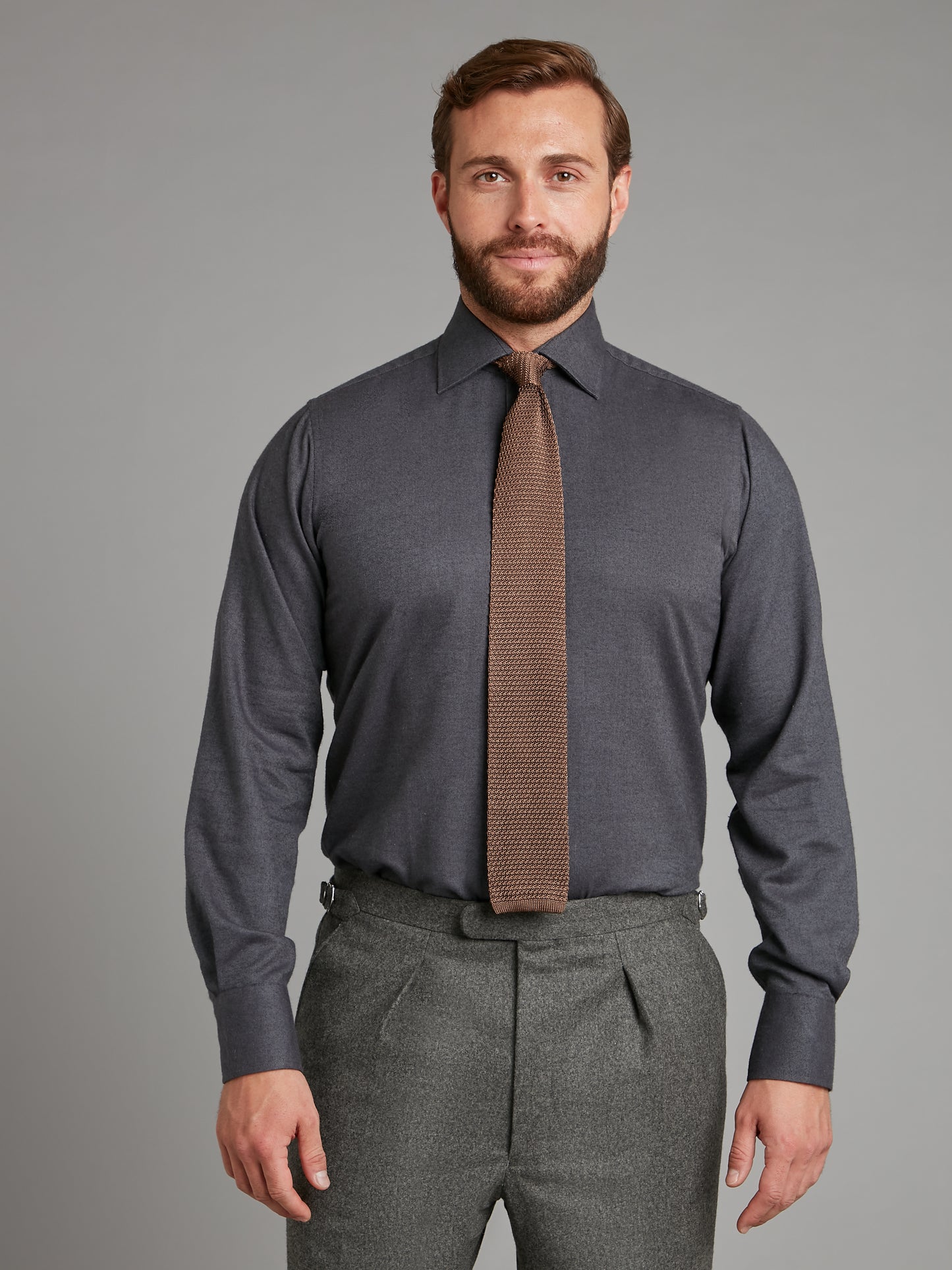 Regular Fit Shirt - Brushed Cotton Grey