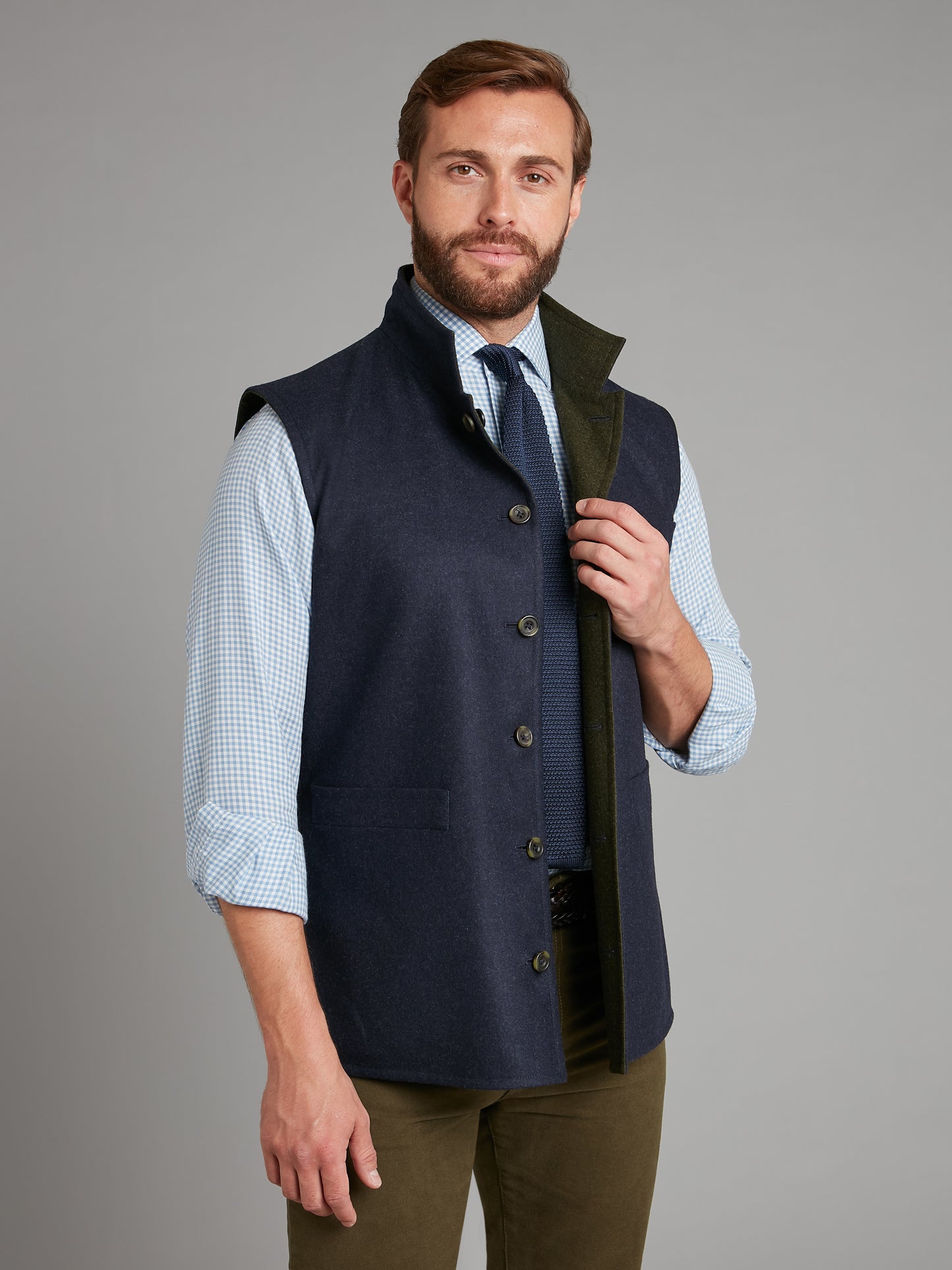 Reversible Gilet - Navy & Green Loden