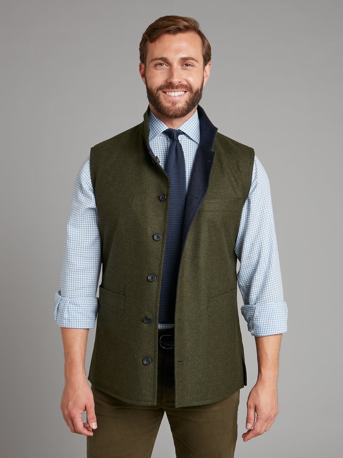 Reversible Gilet - Navy & Green Loden