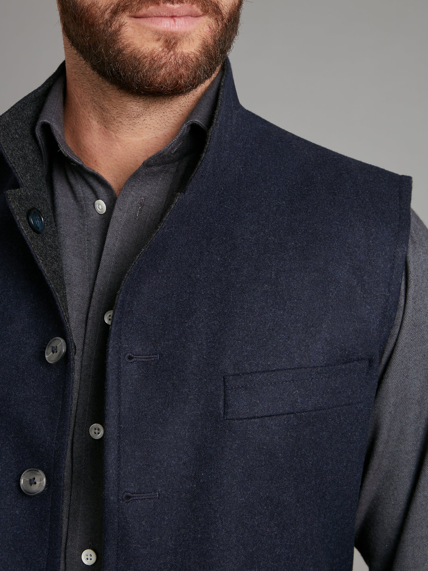 Reversible Gilet - Navy & Grey Loden