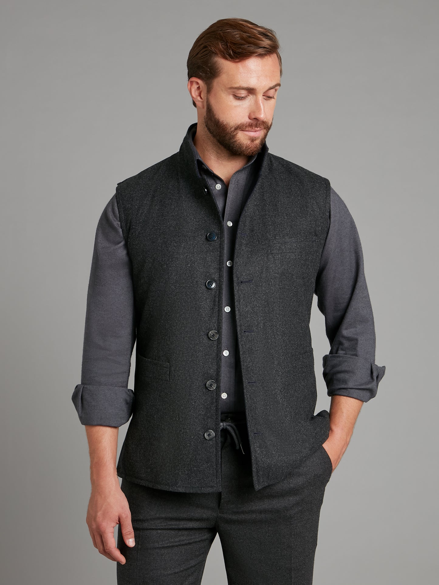 Reversible Gilet - Navy & Grey Loden