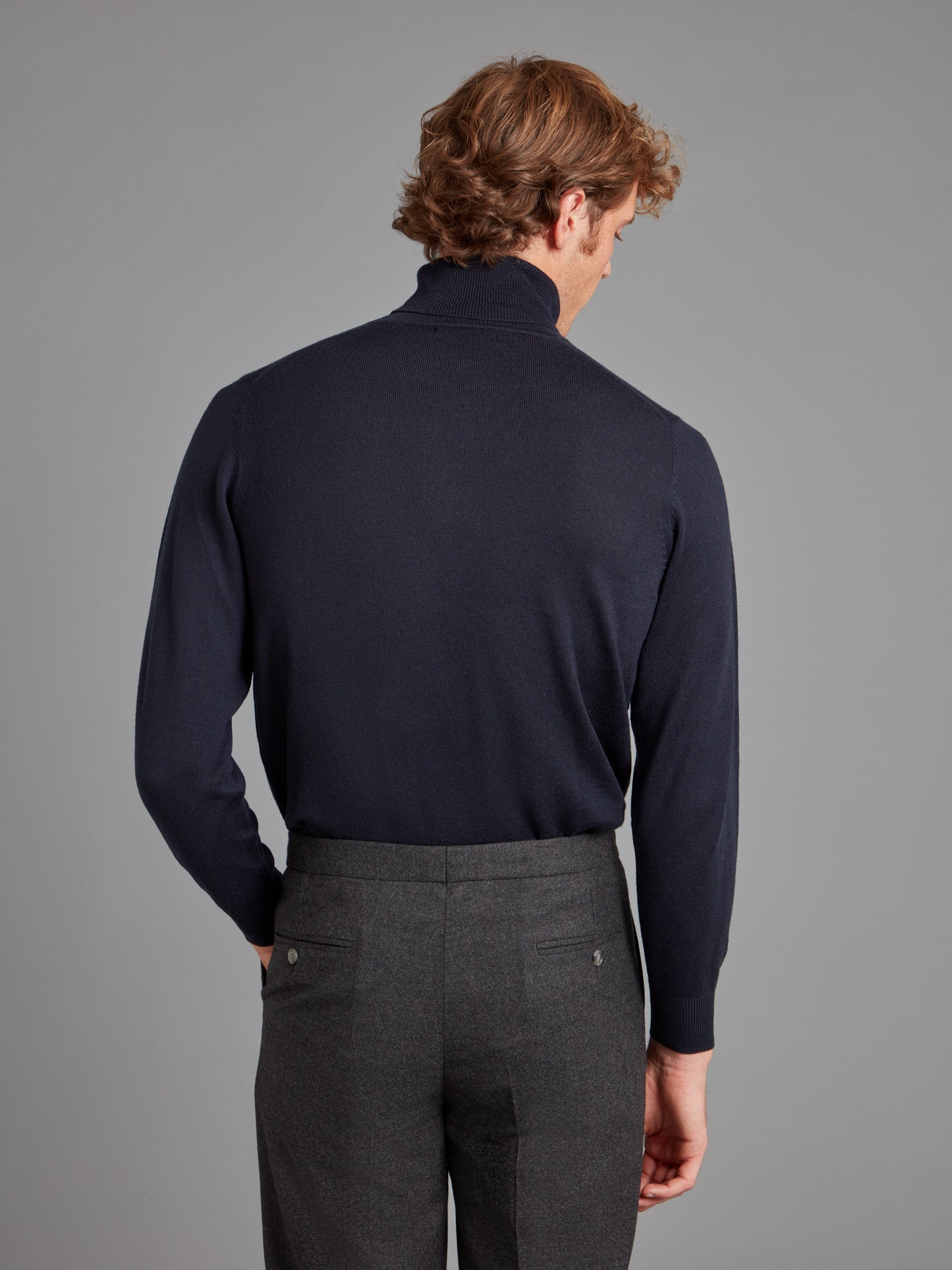 Roll Neck Merino Jumper - Navy