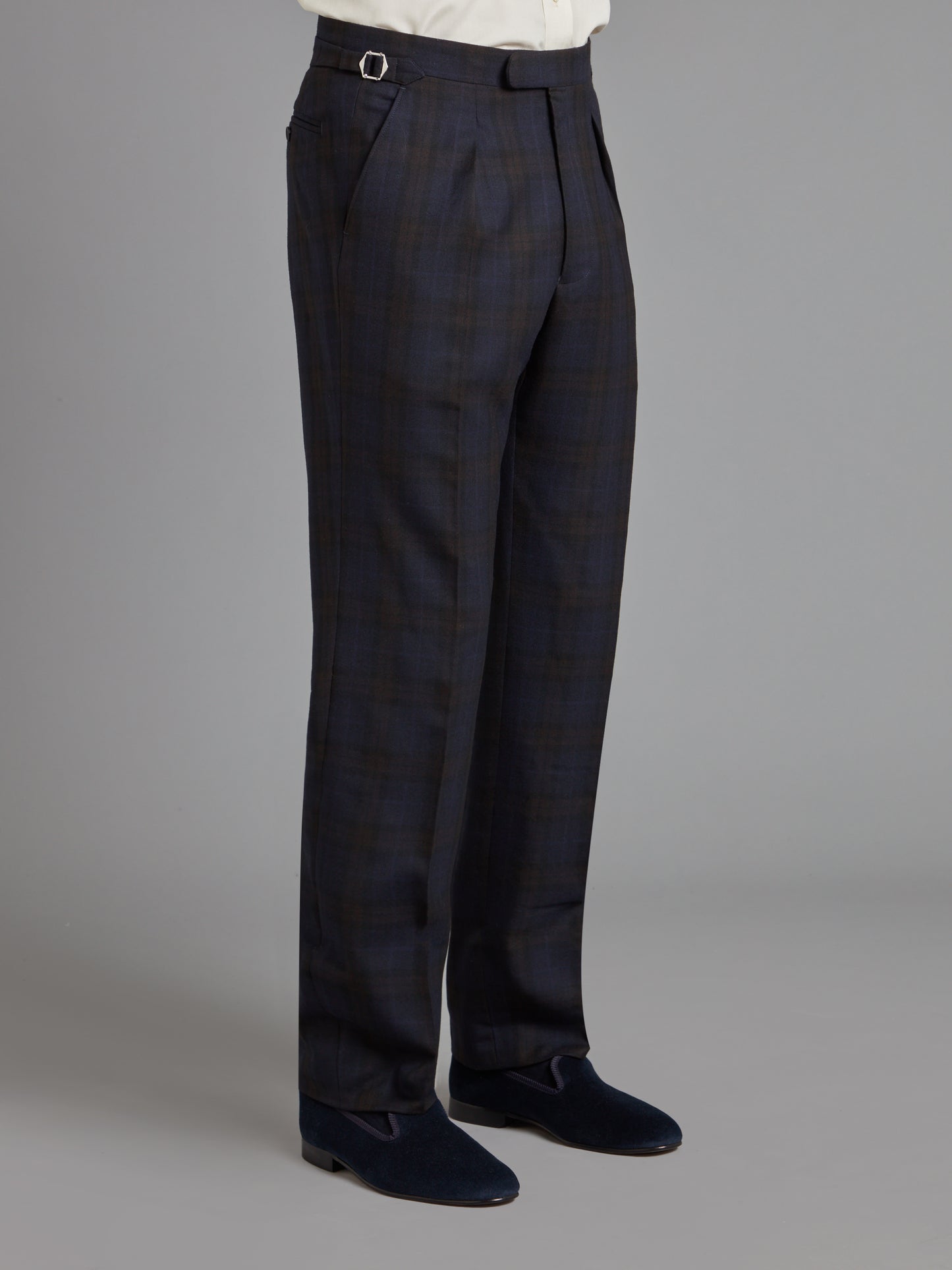 Tartan Trousers - Navy Brown