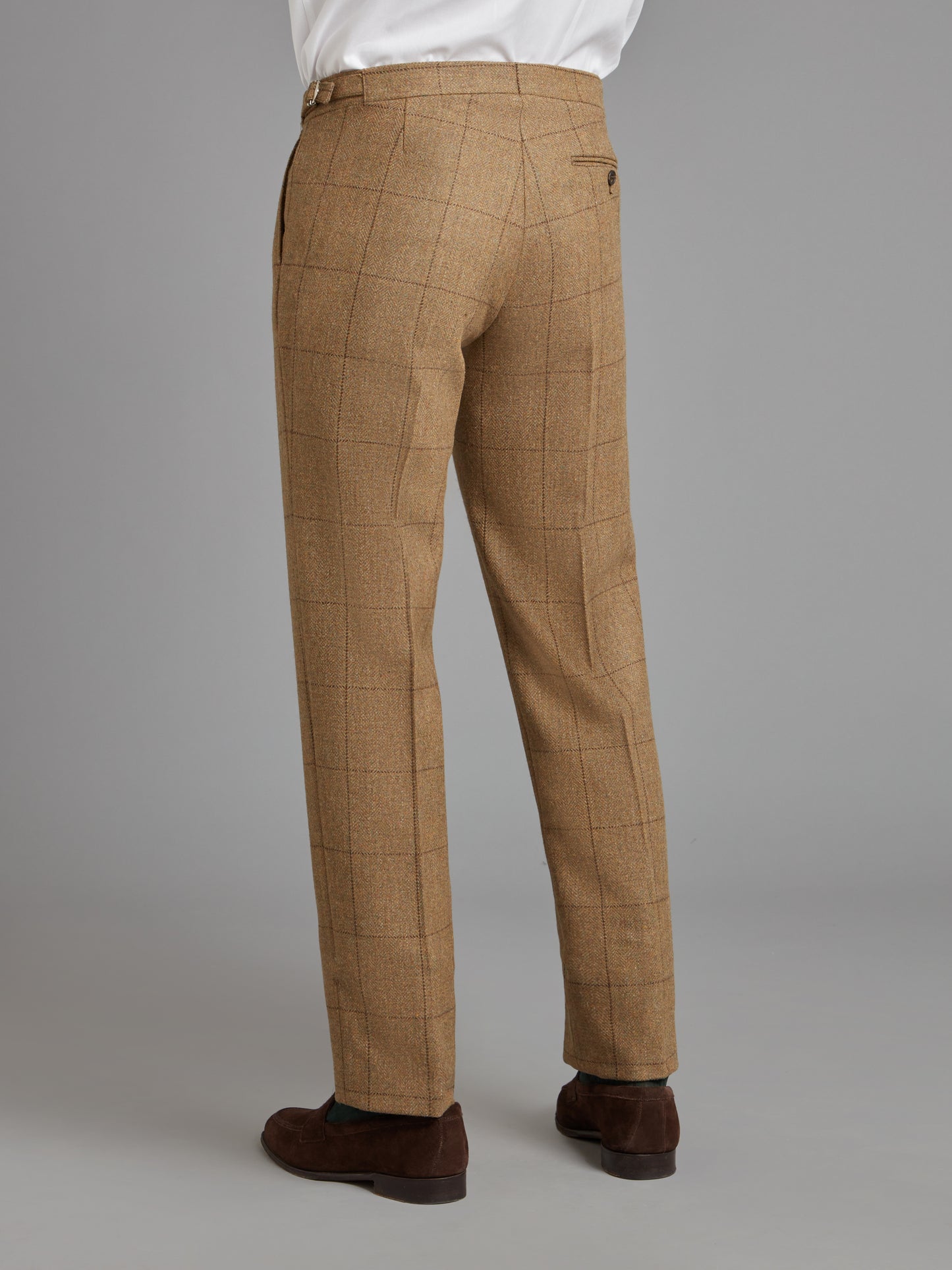 Pleated Trousers - Moss Windowpane Tweed