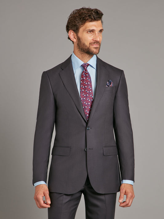 Astell Suit - Lightweight Herringbone Midnight Navy