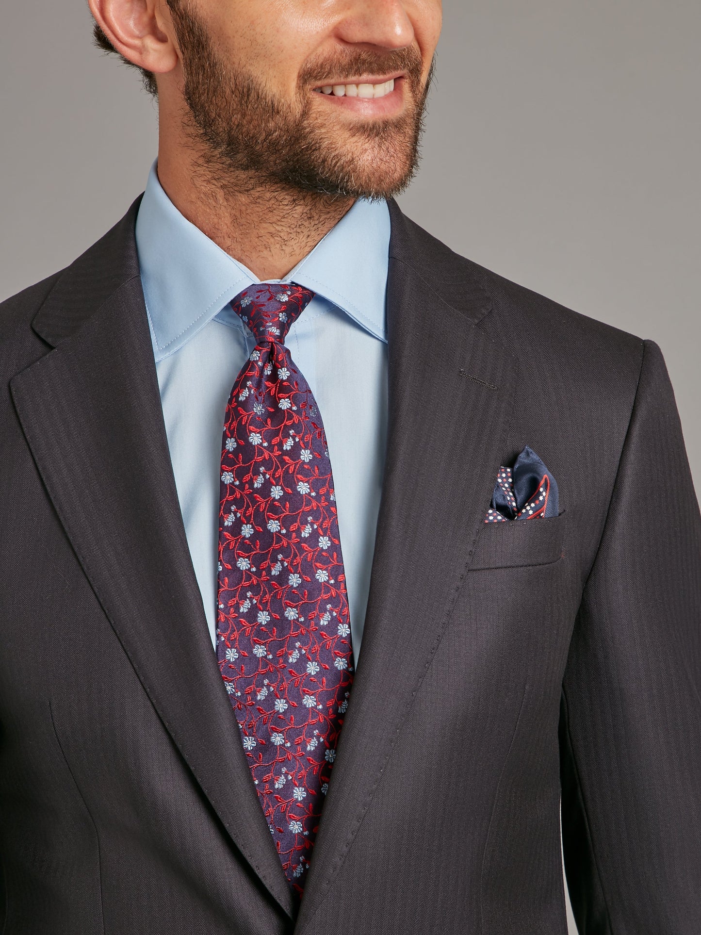 Astell Suit - Lightweight Herringbone Midnight Navy