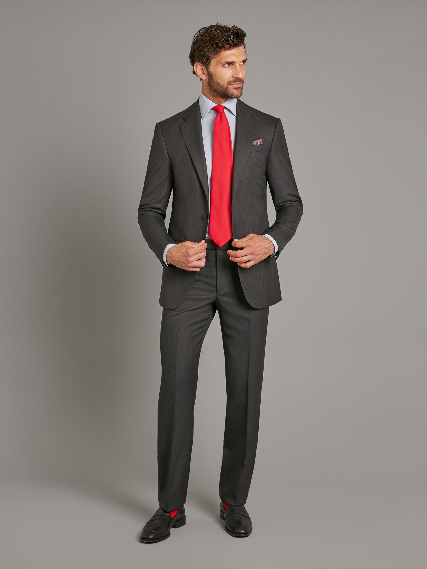 Astell Suit - Lightweight Herringbone Grey