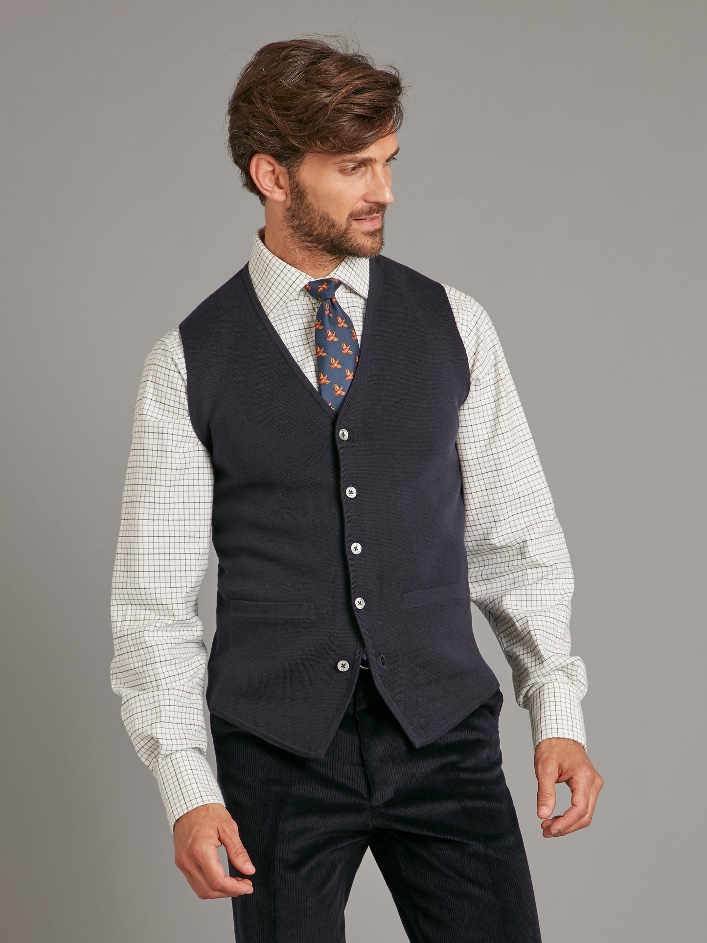 Fine Merino Wool Waistcoat - Navy