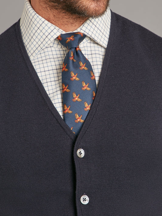 Fine Merino Wool Waistcoat - Navy