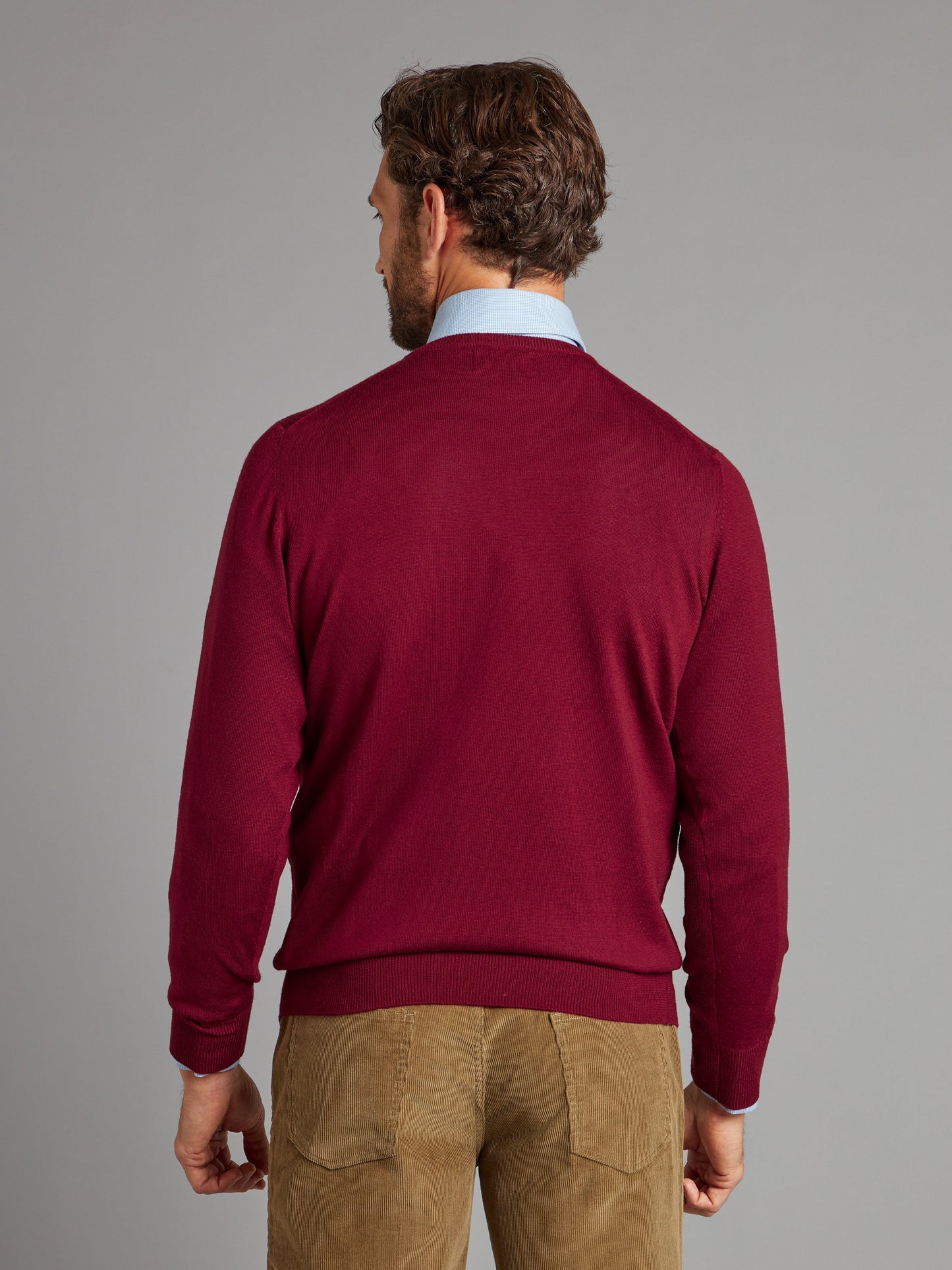 Merino Crew Neck Jumper - Bordeaux