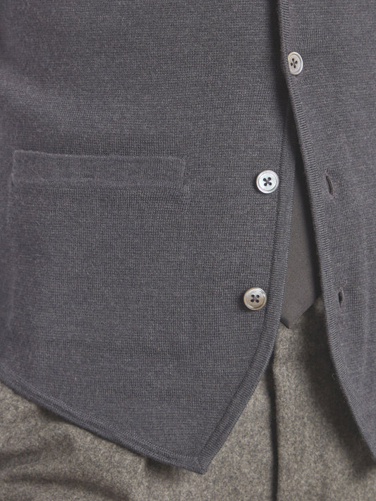 Fine Merino Wool Waistcoat - Charcoal