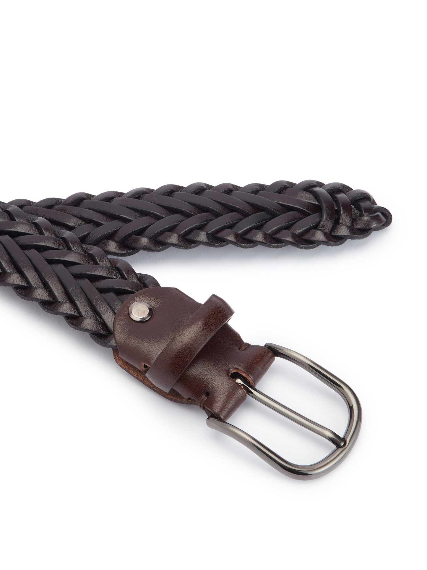 Woven Leather Belt - Brown