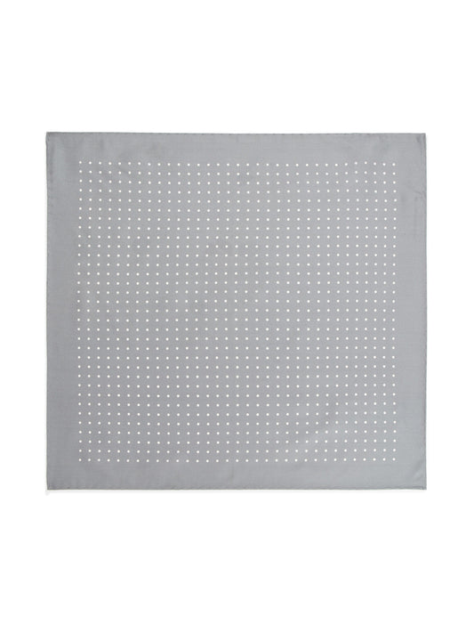 Polka Dot Silk Pocket Square - Grey/White