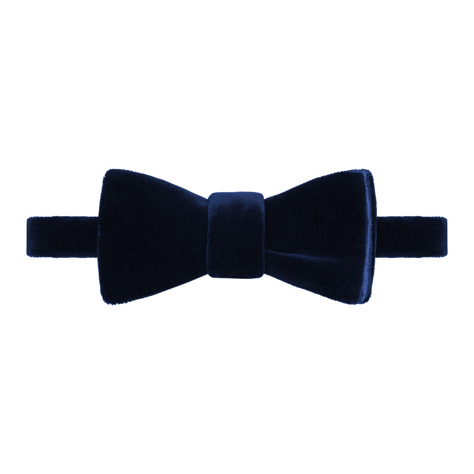 Velvet Bow Tie, Self Tie - Navy