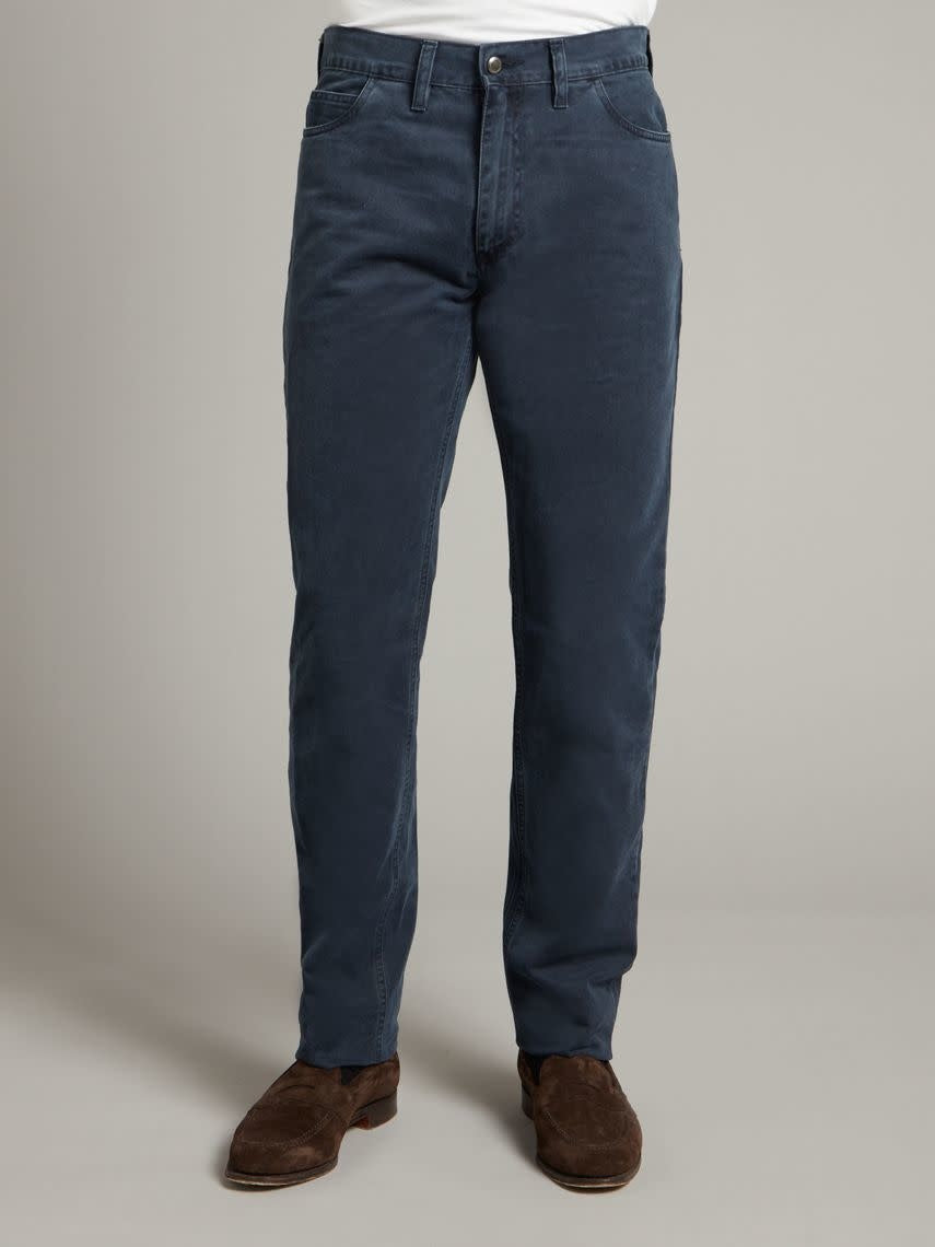 Brushed Cotton Jeans - Navy